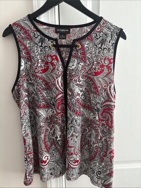 Liz Claiborne Red and Black Paisley Sleeveless Top